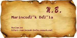 Marincsák Béla névjegykártya